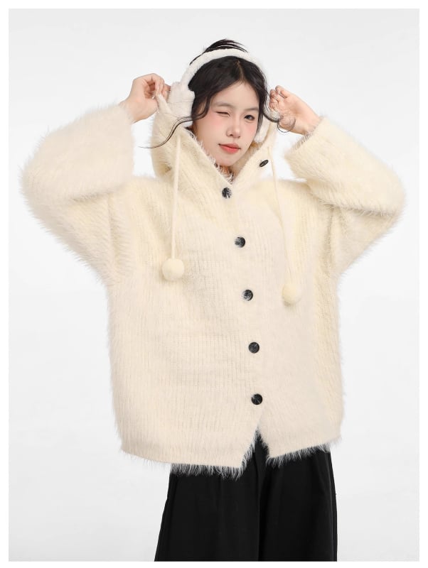 Chenille kapucnasti kardigan, slobodan kroj, polo ovratnik, bez rukava, spandex <30%