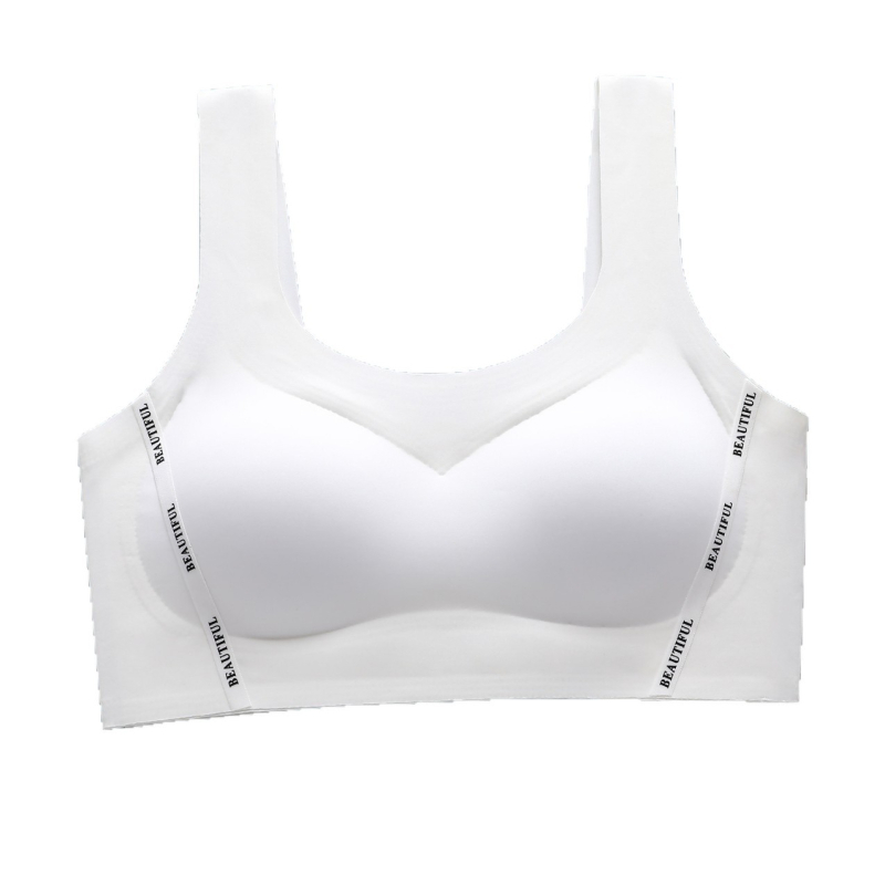 Sutien sport pentru fete din nylon, cu cupă completă, cupe subțiri din spumă, bretele fixe duble, respirant și absorbant de transpirație