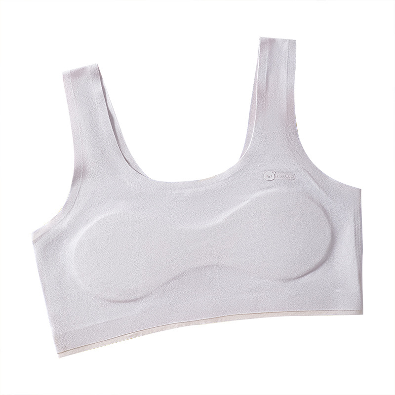 Bešavni grudnjak s fiksnim košaricama, prsluk-stil za djevojčice 9–13 godina, poliester, podstava od spandeksa, puni košarice, tanko oblikovane latex košarice