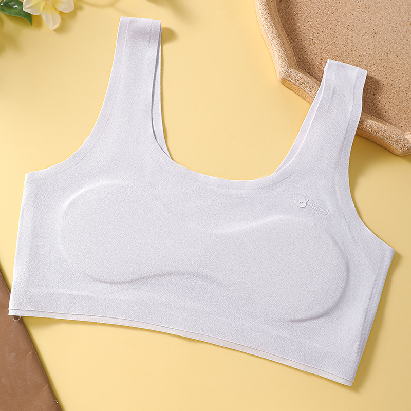 Bešavni grudnjak s fiksnim košaricama, prsluk-stil za djevojčice 9–13 godina, poliester, podstava od spandeksa, puni košarice, tanko oblikovane latex košarice