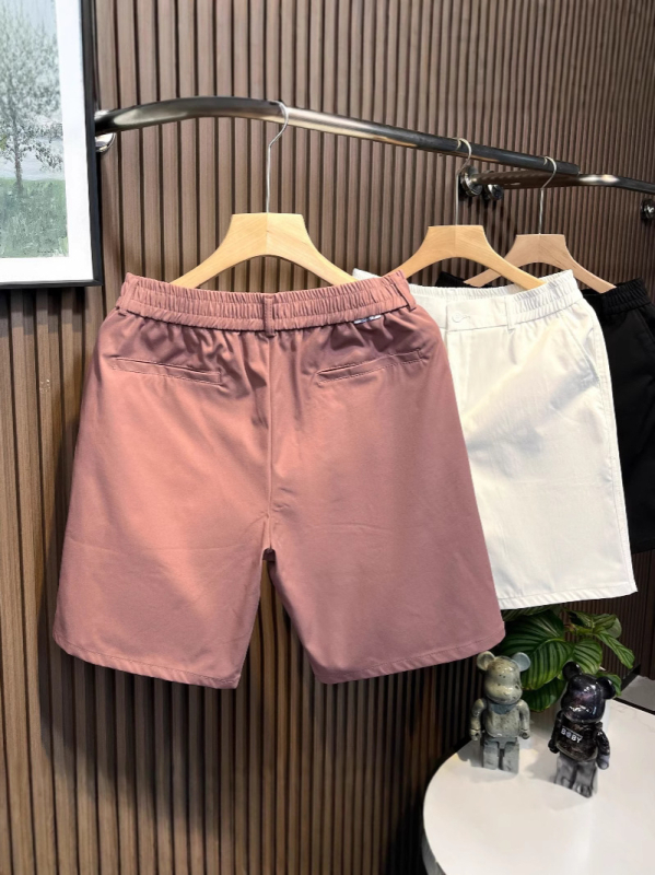 Muške capri šorceve od waffle tkanine, straight slim kroj, poliester, ljeto 2025
