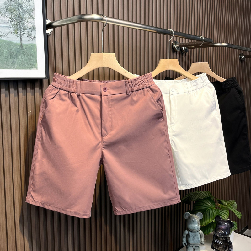 Muške capri šorceve od waffle tkanine, straight slim kroj, poliester, ljeto 2025