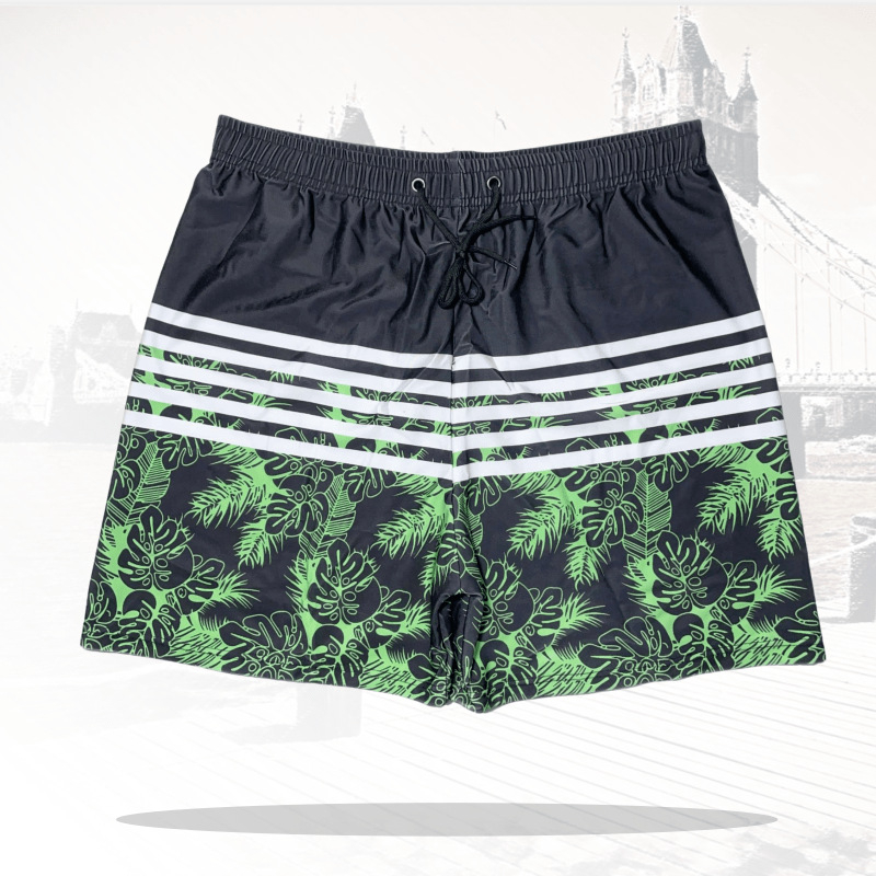 Ανδρικά μαγιό παραλίας για κολύμβηση, χαλαρή γραμμή, αναπνεύσιμα, γρήγορο στέγνωμα, εκτύπωση σε πολυεστέρα