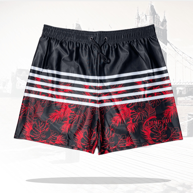 Ανδρικά μαγιό παραλίας για κολύμβηση, χαλαρή γραμμή, αναπνεύσιμα, γρήγορο στέγνωμα, εκτύπωση σε πολυεστέρα