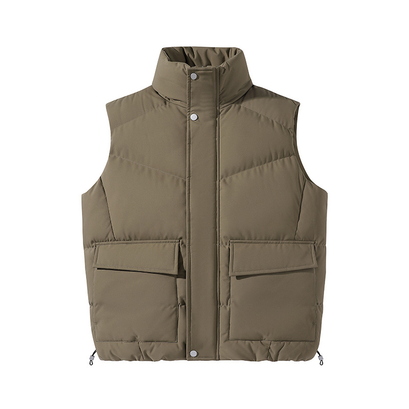 Унисекс жилетка за възрастни — външна материя 100% полиестер, подплата 100% полиестер, пълнеж 100% полиестер, стойкова яка, подходяща за есен; подходяща за бягане, колоездене и туризъм