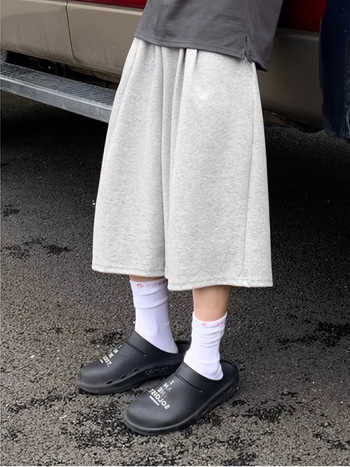 Muške ljetne jednobojne široke kratke hlače, gradski sportski stil