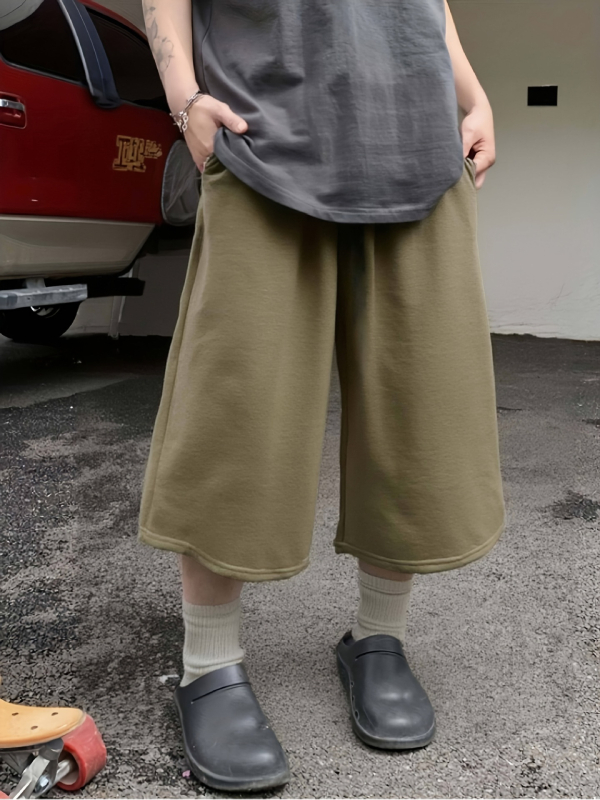 Muške ljetne jednobojne široke kratke hlače, gradski sportski stil