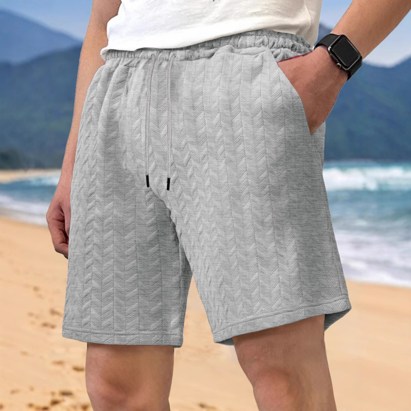 Muške ljetne šorceve od jacquard poliestera, slobodan kroj, 100% poliestera, casual stil