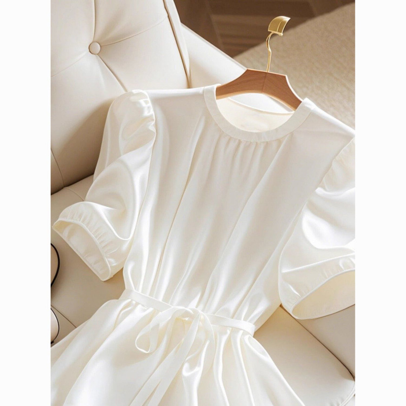 Bluza de damă din chiffon de poliester, decolteu rotund, mâneci Feifei, mâneci extra lungi, detalii de dantelă, stil urban