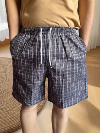 Șorturi de plajă din bumbac pentru bărbați, vară, model cu dungi și plasă, buzunar decorativ, elastice micro-bounce