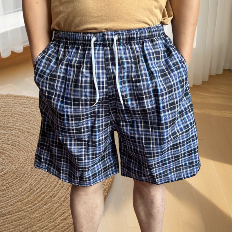 Șorturi de plajă din bumbac pentru bărbați, vară, model cu dungi și plasă, buzunar decorativ, elastice micro-bounce