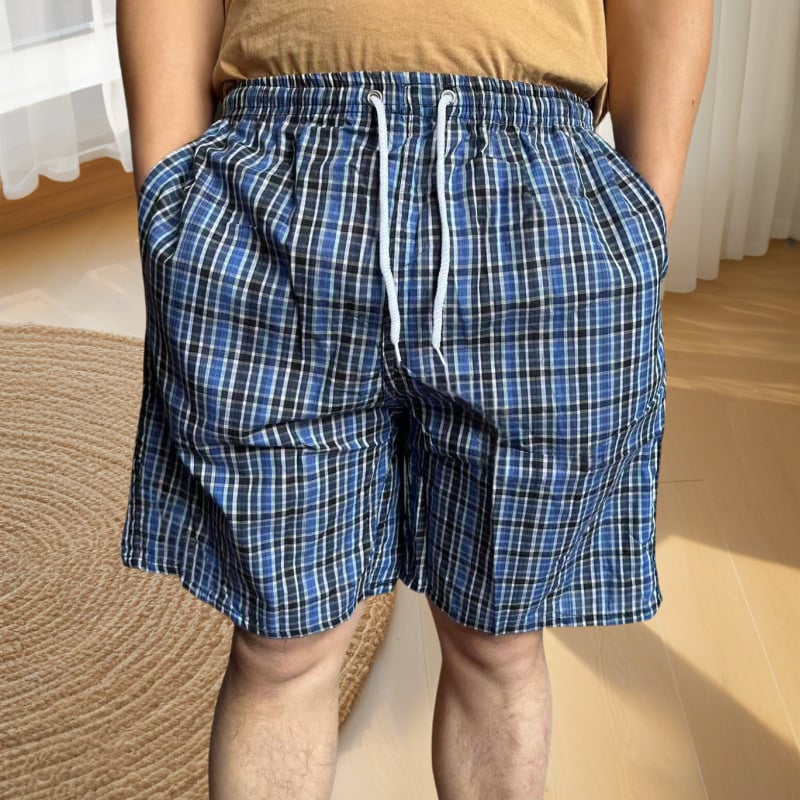 Șorturi de plajă din bumbac pentru bărbați, vară, model cu dungi și plasă, buzunar decorativ, elastice micro-bounce
