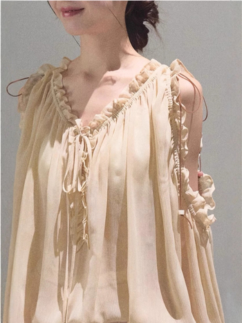 Ženska ležerna šifonska košulja od poliestera s V-izrezom, dugim rukavima, patchwork dizajnom