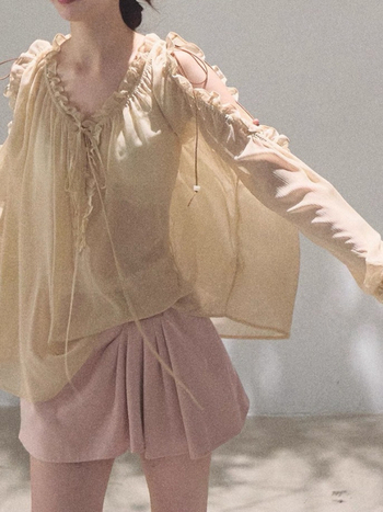 Ženska ležerna šifonska košulja od poliestera s V-izrezom, dugim rukavima, patchwork dizajnom