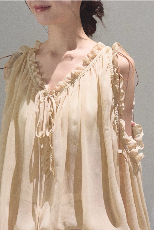 Ženska ležerna šifonska košulja od poliestera s V-izrezom, dugim rukavima, patchwork dizajnom