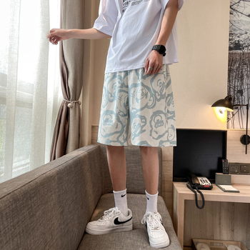 Muške sportske šorceve, ležernog kroja, srednje duljine, poliester materijal, print karikatura, vezanje špage