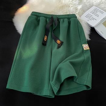 Muške šorceve od waffle tkanine, labav kroj, duljina pet bodova, 96% poliester, ljeto