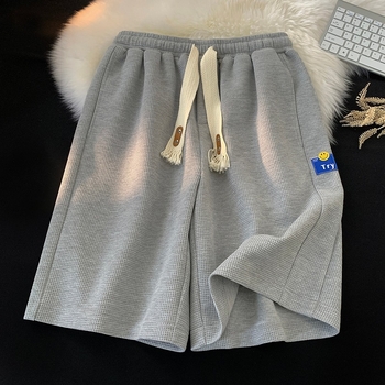 Muške šorceve od waffle tkanine, labav kroj, duljina pet bodova, 96% poliester, ljeto