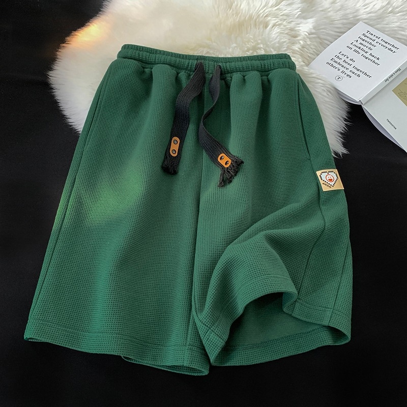 Muške šorceve od waffle tkanine, labav kroj, duljina pet bodova, 96% poliester, ljeto