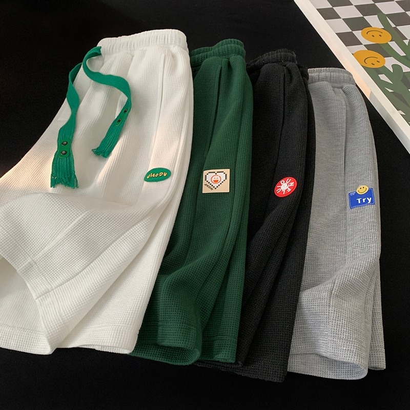 Muške šorceve od waffle tkanine, labav kroj, duljina pet bodova, 96% poliester, ljeto