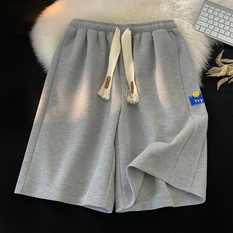 Muške šorceve od waffle tkanine, labav kroj, duljina pet bodova, 96% poliester, ljeto