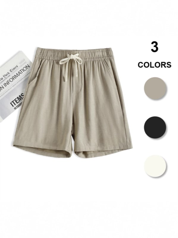 Kratke hlače od lanene smjese s 55% viskoze, udoban ležerni kroj, elastičan pojas sa šnom