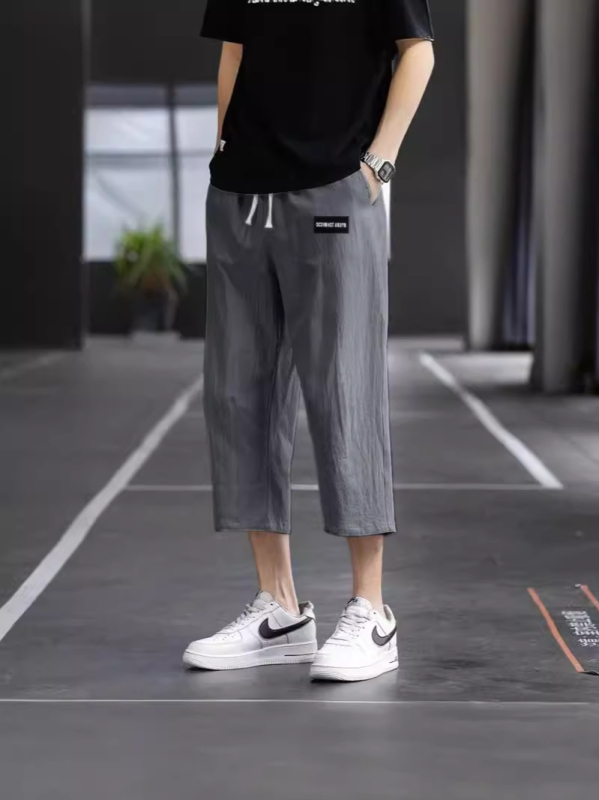 Muške Ice Silk 3/4 hlače za ljeto, lagane, slobodnog kroja, casual sportske hlače