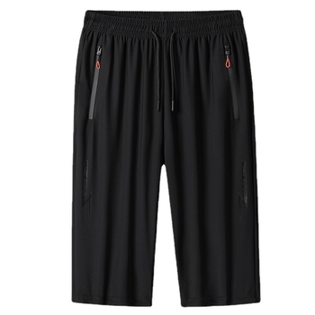 Muške Capri hlače, najlon-elastična tkanina, brzo sušeće, skraćena dužina, srednji pojas s vrpcom