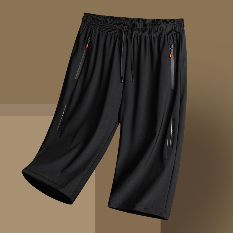 Muške Capri hlače, najlon-elastična tkanina, brzo sušeće, skraćena dužina, srednji pojas s vrpcom