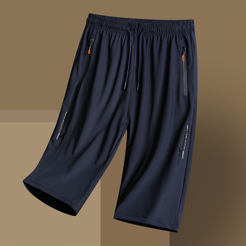 Muške Capri hlače, najlon-elastična tkanina, brzo sušeće, skraćena dužina, srednji pojas s vrpcom