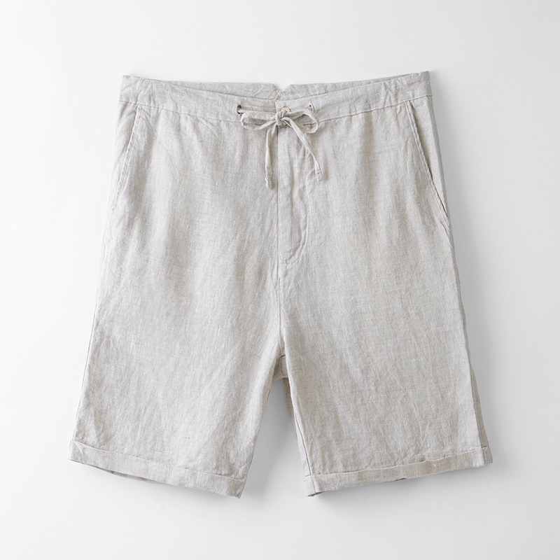 Muške lanene kratke hlače za ljeto — ravnog kroja, srednje dužine, 100% lan, ležernog stila (100% lan; ravni kroj; srednja dužina; ljeto)