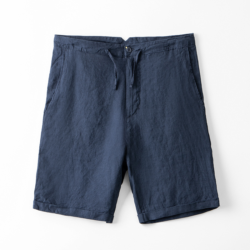 Muške lanene kratke hlače za ljeto — ravnog kroja, srednje dužine, 100% lan, ležernog stila (100% lan; ravni kroj; srednja dužina; ljeto)