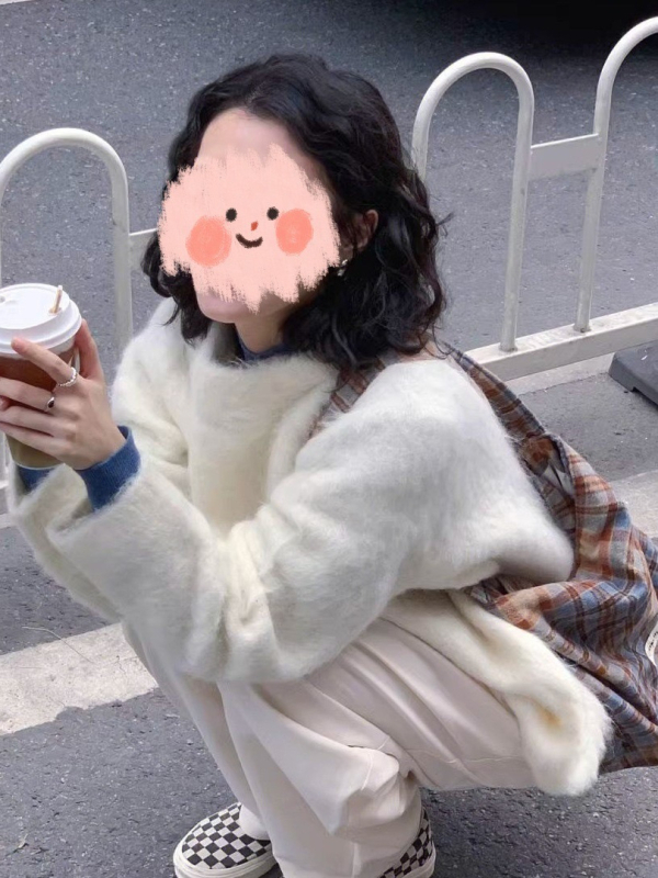 Pleteni pulover od akrilne smese, korejski stil, srednje debljine, okrugli izrez, dugi rukavi