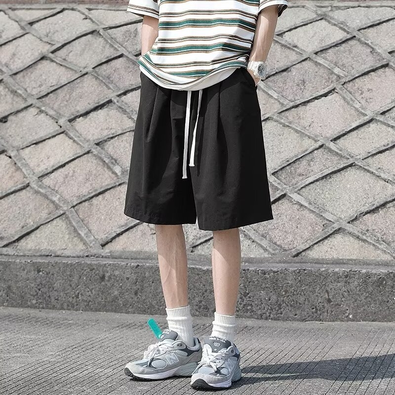 Muške ljetne šorceve, korejskog stila, širokog kroja, tkanina leden svila, srednja duljina