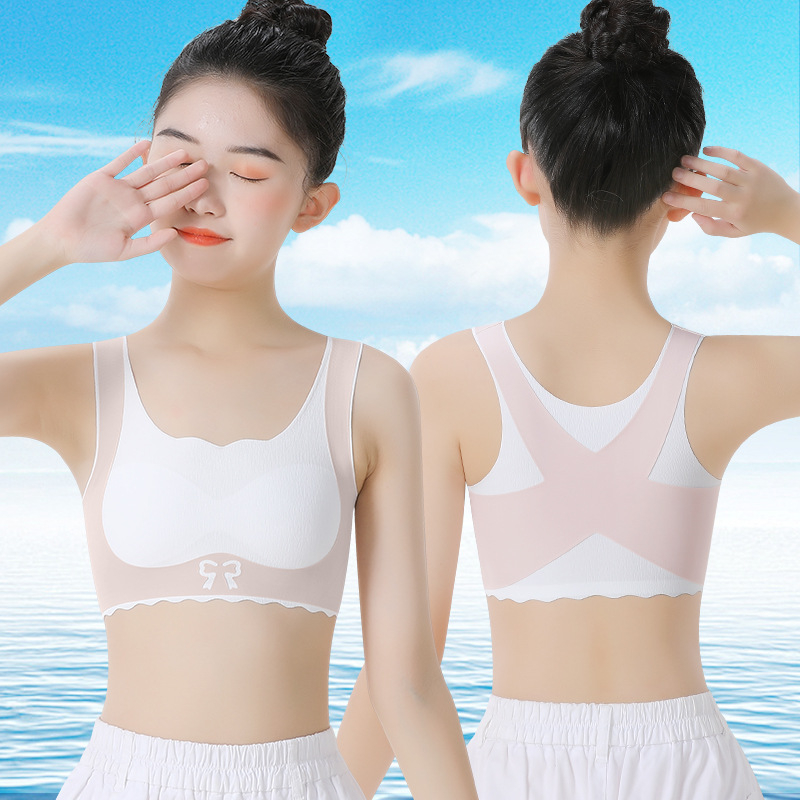 Dievčenská nylonová podprsenka pre dievčatá na strednú školu – 68% nylon, 32% elastán; vhodné pre všetky ročné obdobia