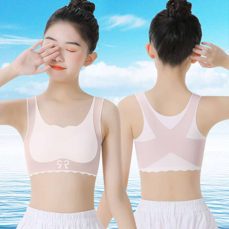 Dievčenská nylonová podprsenka pre dievčatá na strednú školu – 68% nylon, 32% elastán; vhodné pre všetky ročné obdobia