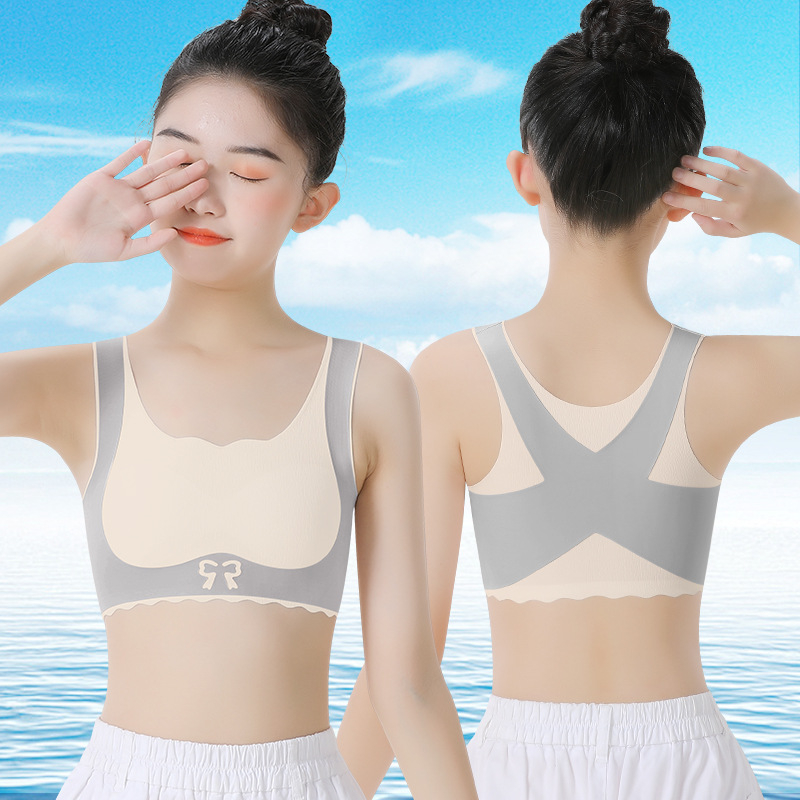 Dievčenská nylonová podprsenka pre dievčatá na strednú školu – 68% nylon, 32% elastán; vhodné pre všetky ročné obdobia