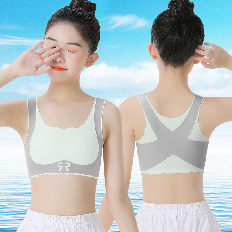 Dievčenská nylonová podprsenka pre dievčatá na strednú školu – 68% nylon, 32% elastán; vhodné pre všetky ročné obdobia