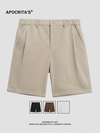 Muške kratke hlače za poslovni casual – ravni kroj, 100% poliester, ljeto 2025