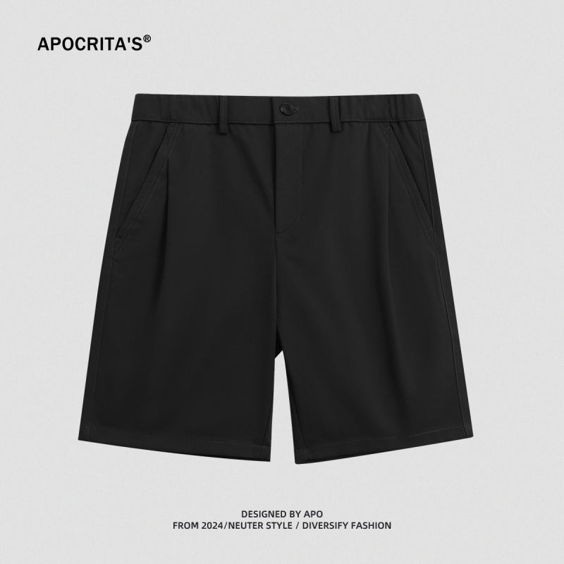 Muške kratke hlače za poslovni casual – ravni kroj, 100% poliester, ljeto 2025