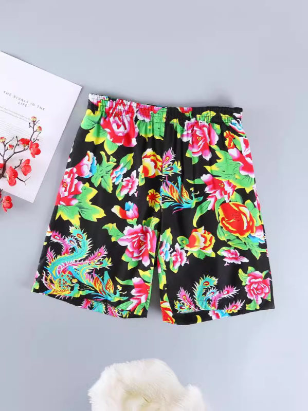 Muške ljetne šorceve, floralni print, poliester, široki kroj, casual sportski stil