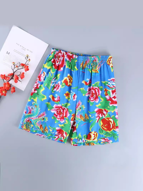 Muške ljetne šorceve, floralni print, poliester, široki kroj, casual sportski stil
