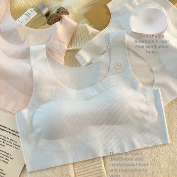 Dievčenský tréningový podprsenka vo vestovom štýle, bez švov, bez štítku, nylon 90–95%, pre deti nad 8 rokov (≥140 cm), vhodný na všetky ročné obdobia