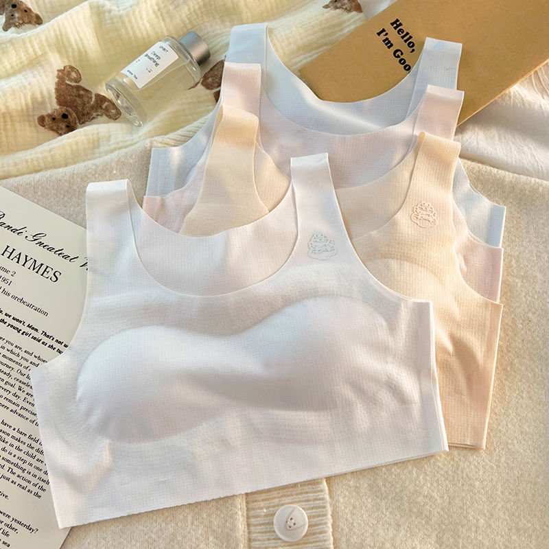 Dievčenský tréningový podprsenka vo vestovom štýle, bez švov, bez štítku, nylon 90–95%, pre deti nad 8 rokov (≥140 cm), vhodný na všetky ročné obdobia