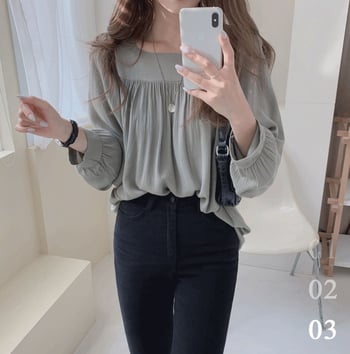 Ženska šifon košulja s kvadratnim ovratnikom, dugi rukavi, uski kroj, casual stil