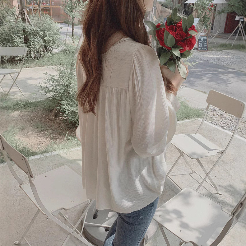 Ženska šifon košulja s kvadratnim ovratnikom, dugi rukavi, uski kroj, casual stil