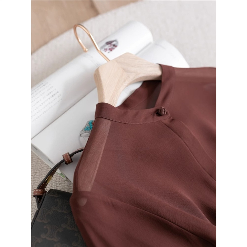 Šifonska bluza s okruglim izrezom, rukavi princeze i dugi rukavi, 50–70% Spandexa sadržaj