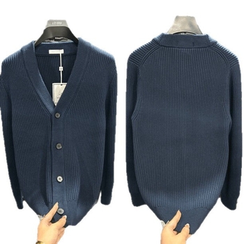 Cardigan tricotat masculin cu glugă – croială slim, din bumbac, mâneci lungi, primăvară-toamnă