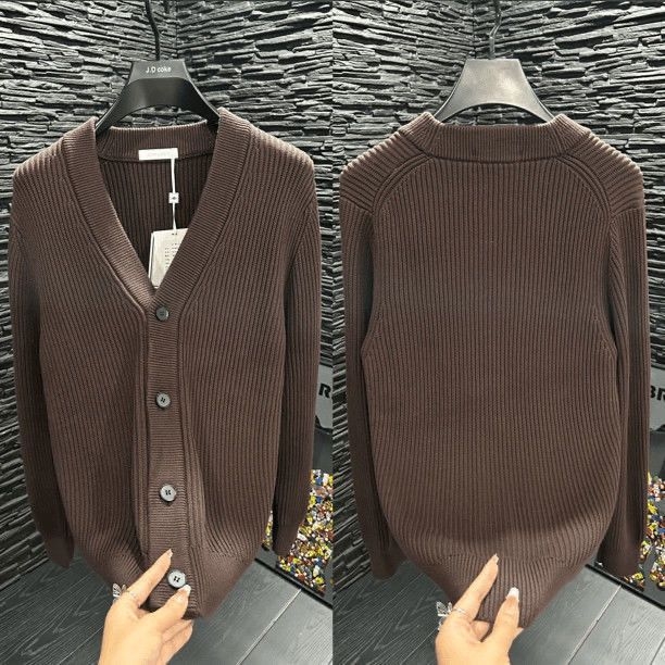 Cardigan tricotat masculin cu glugă – croială slim, din bumbac, mâneci lungi, primăvară-toamnă