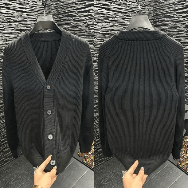 Cardigan tricotat masculin cu glugă – croială slim, din bumbac, mâneci lungi, primăvară-toamnă